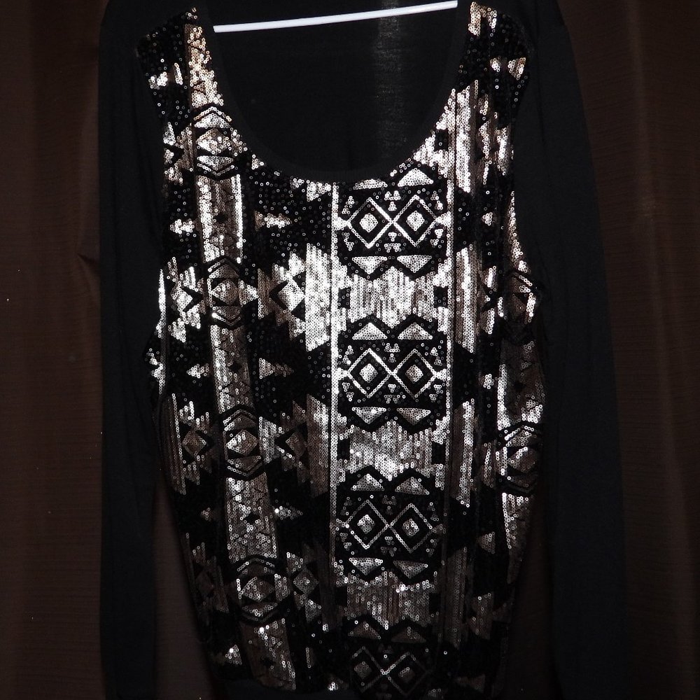 Maurices Gold Sequin Aztec Print Sweater